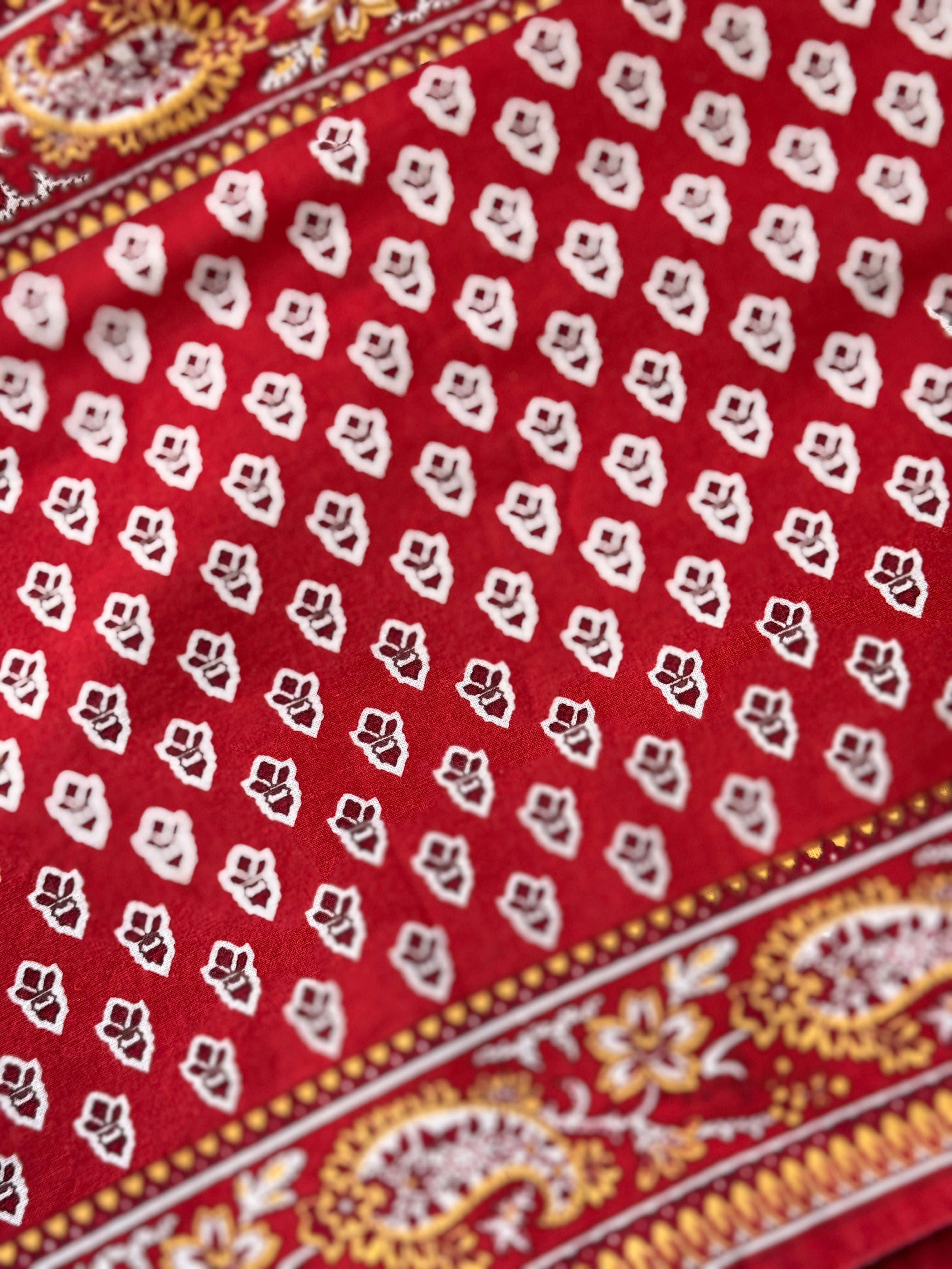 Red Block Print Table Runner