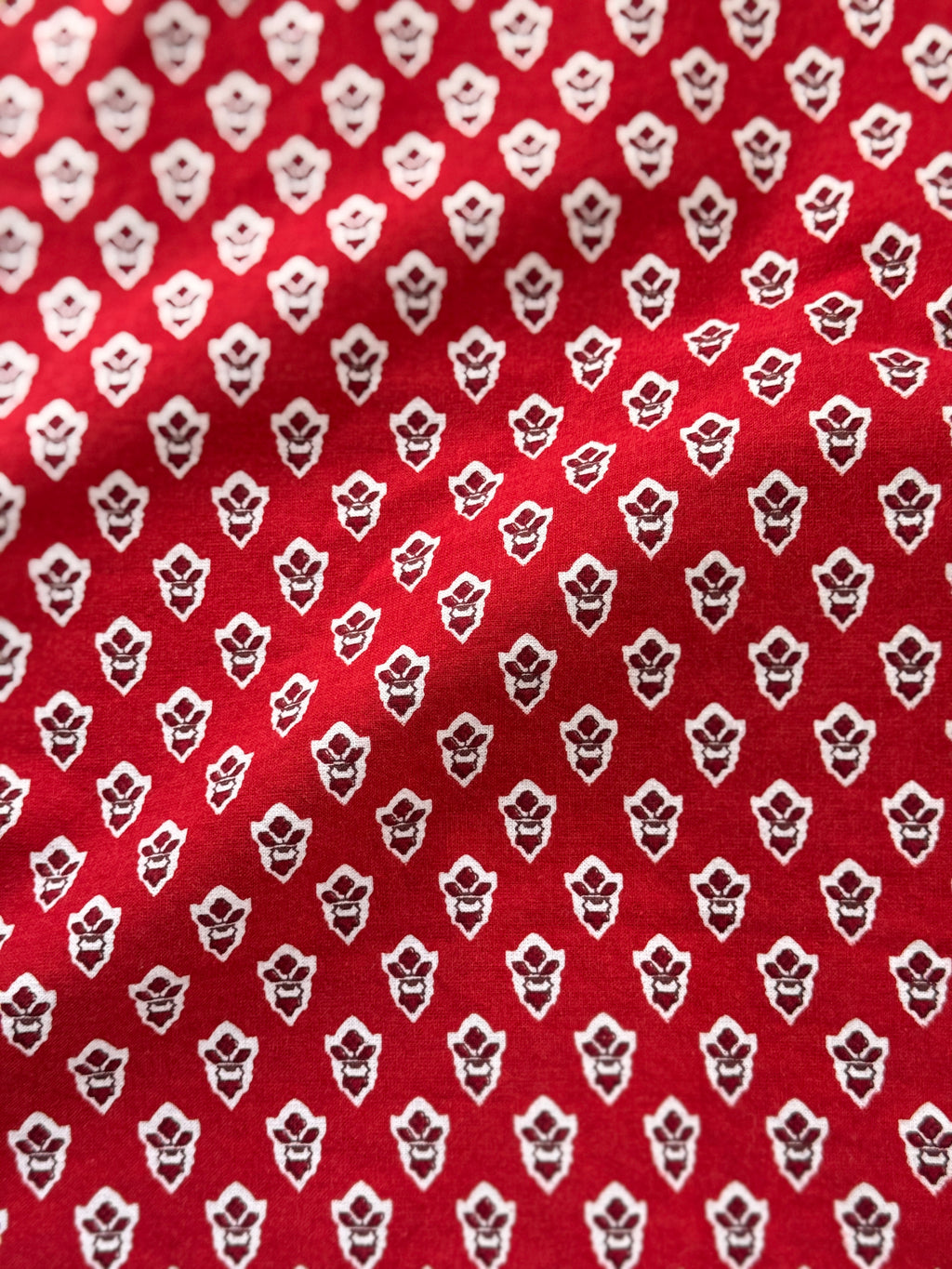 Red Block Print Table Runner