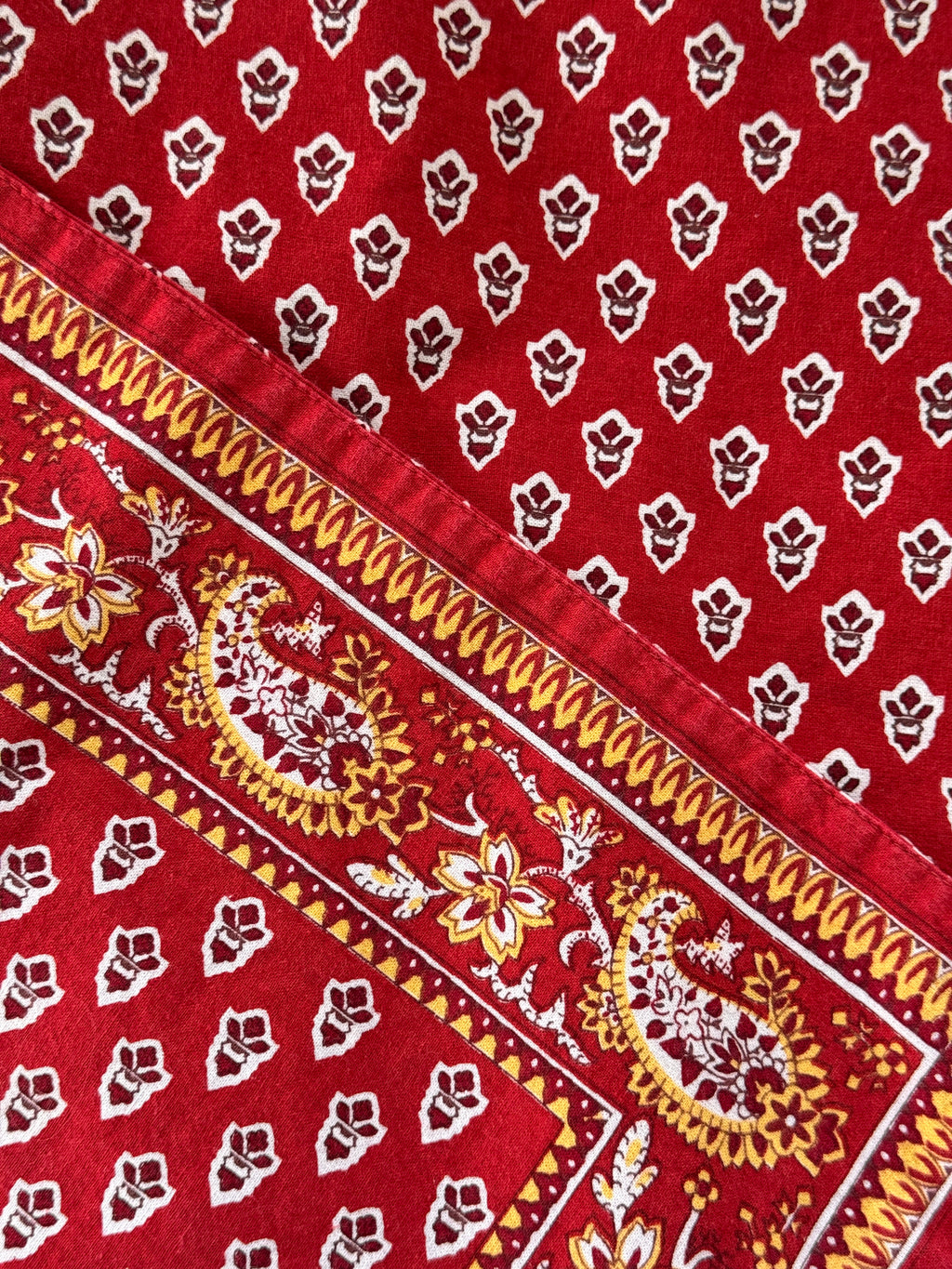 Red Block Print Table Runner