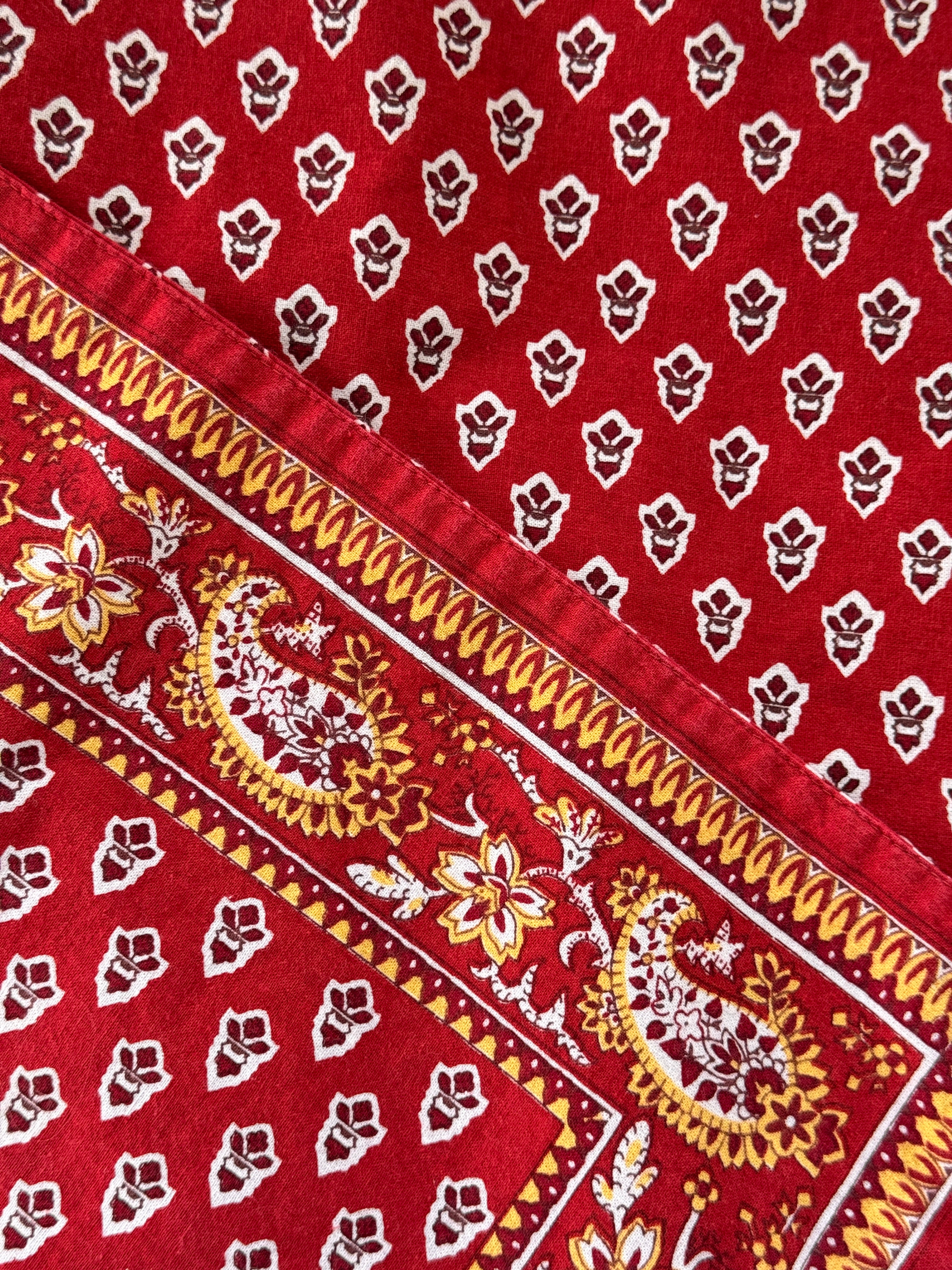 Red Block Print Table Runner