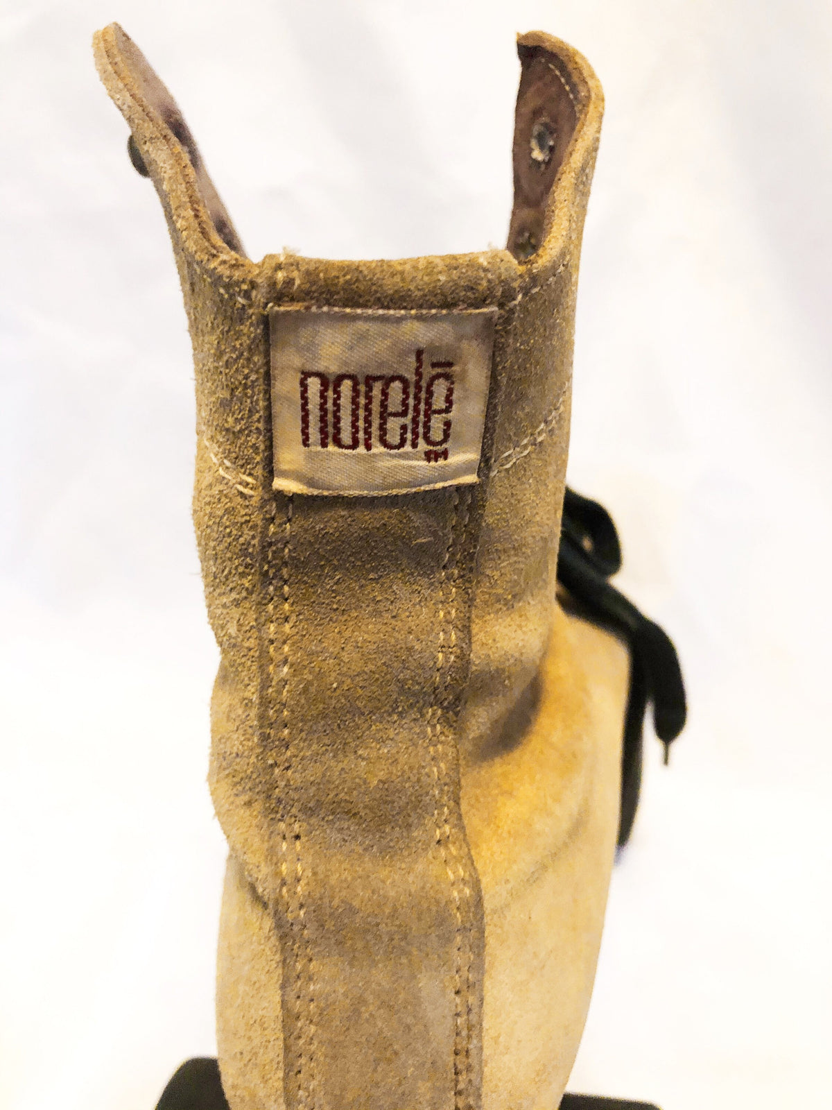 Vintage Norele Suede Roller Skates with Blue Wheels, Retro Roller Skating Decor