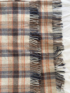 Vintage Italian Wool Plaid Blanket, Made in Italy Fringed Wool Throw, 53 x 57