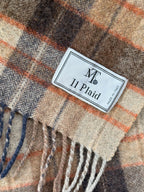 Vintage Italian Wool Plaid Blanket, Made in Italy Fringed Wool Throw, 53 x 57