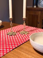 Vintage Red Block Print Table Runner, Reversible Cotton Indian-Style Table Linen, 69"