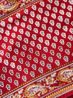 Vintage Red Block Print Table Runner, Reversible Cotton Indian-Style Table Linen, 69"