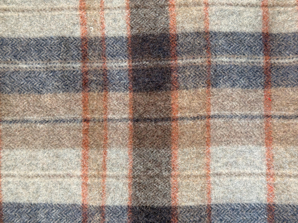 Vintage Italian Wool Plaid Blanket, Made in Italy Fringed Wool Throw, 53 x 57