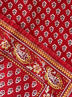 Vintage Red Block Print Table Runner, Reversible Cotton Indian-Style Table Linen, 69"