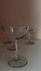Vintage Etched Coupe Glasses, Set of 5 Champagne & Cocktail Coupes, Floral Stemware