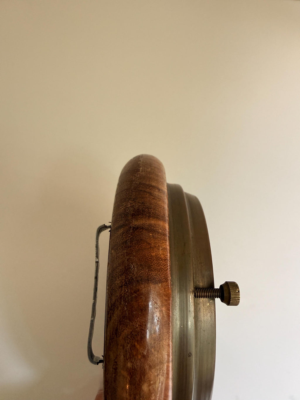 Vintage Wooden Ship Compass with Brass Inset