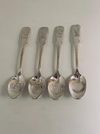 Vintage 13 Colonies Souvenir Spoon Set, Embossed State Seals, Collectible Silverware