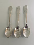 Vintage 13 Colonies Souvenir Spoon Set, Embossed State Seals, Collectible Silverware