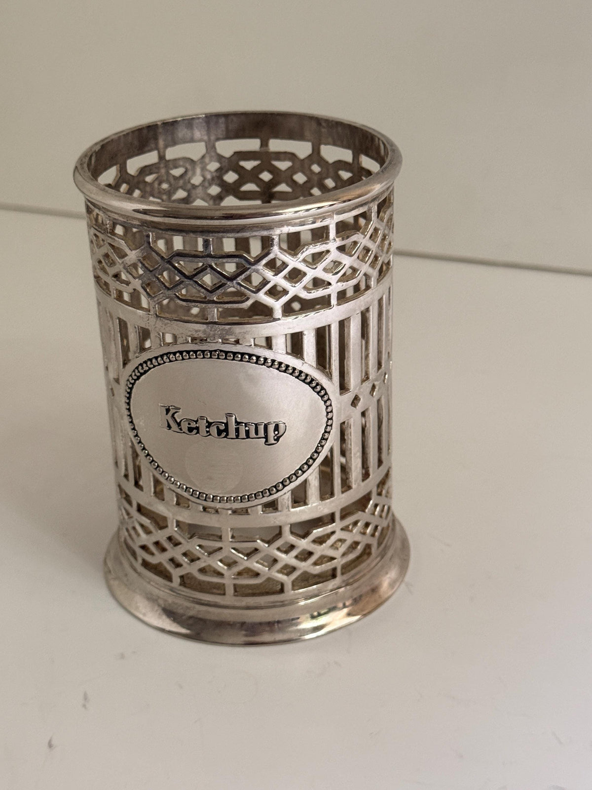 Decorative Silver Ketchup and Mustard Holders