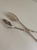 Vintage Silverplate Serving Tongs with Silver Bamboo Handles, Appetizer Tongs, Dessert