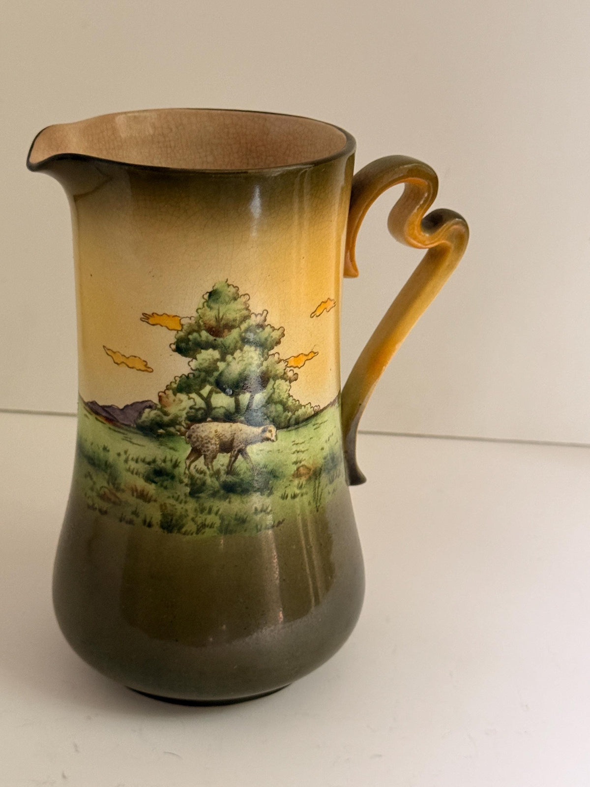 Vintage Haynes Ware Pastoral Ceramic Pitcher