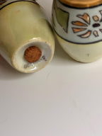 Vintage Hand-Painted Ceramic Salt & Pepper Shakers, Floral Botanical Shaker Set