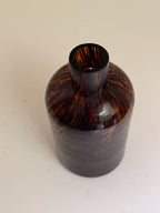 Vintage Amber Glass Decanter with Silver-Tone Stopper, Small Barware Bottle