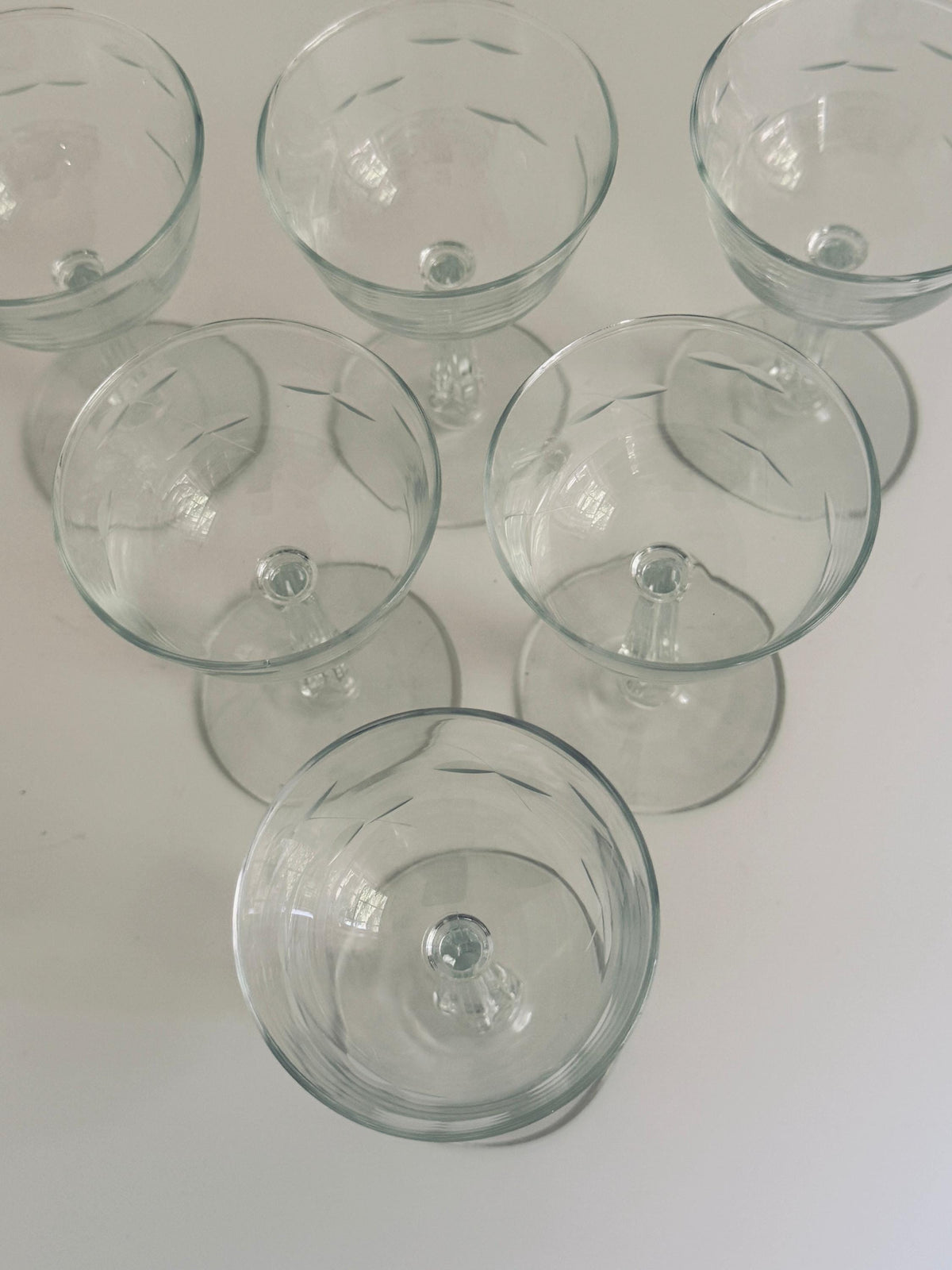 Set of 6 Etched Cordial Glasses