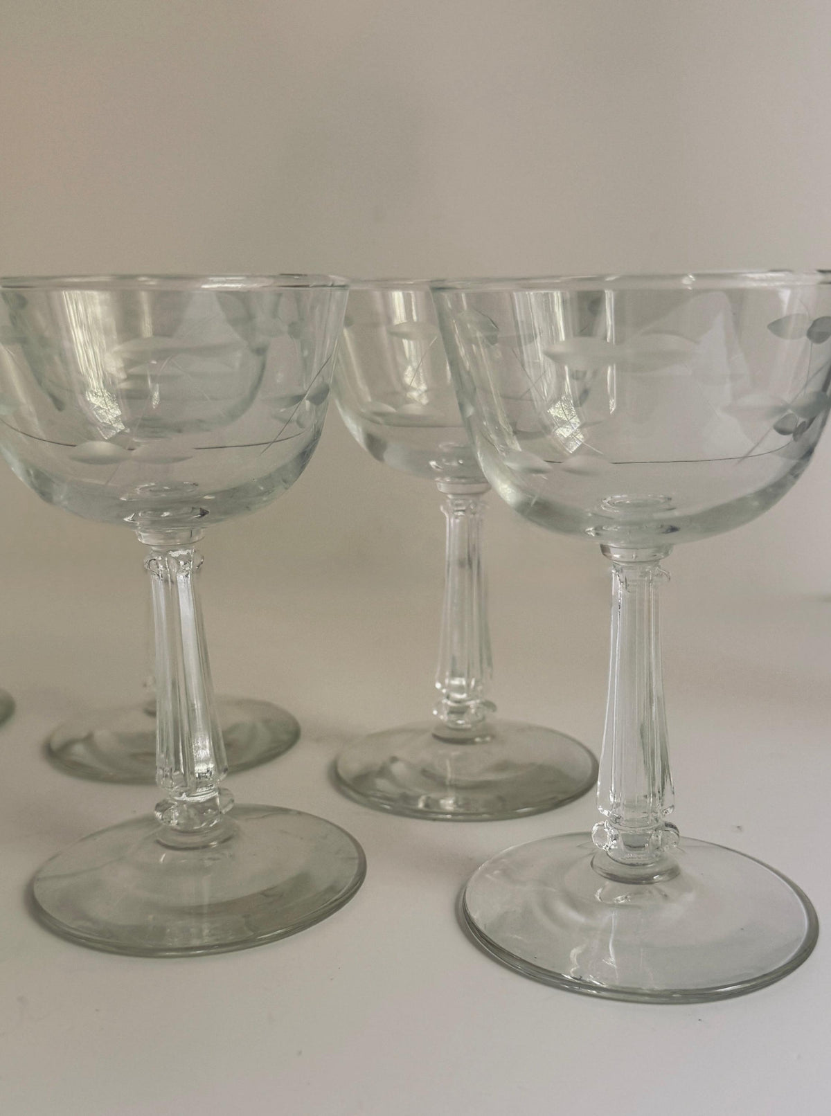 Set of 6 Etched Cordial Glasses