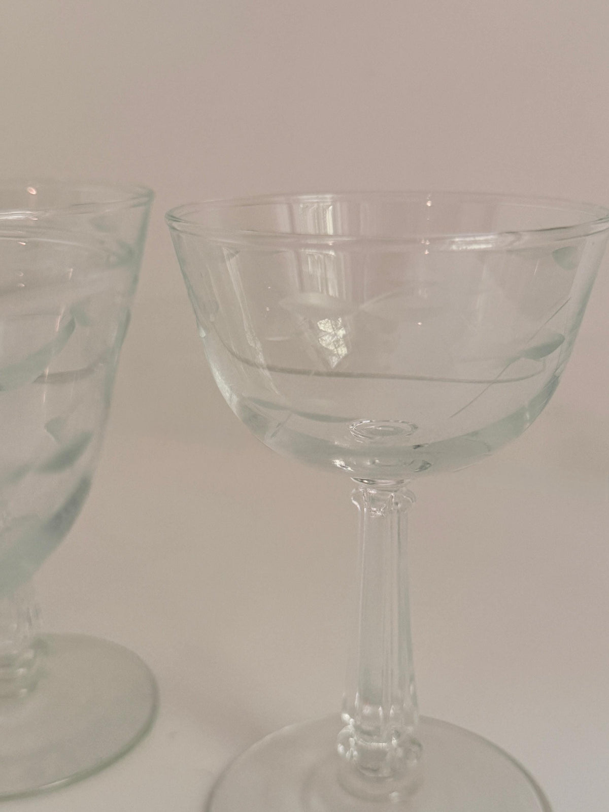 Set of 6 Etched Cordial Glasses
