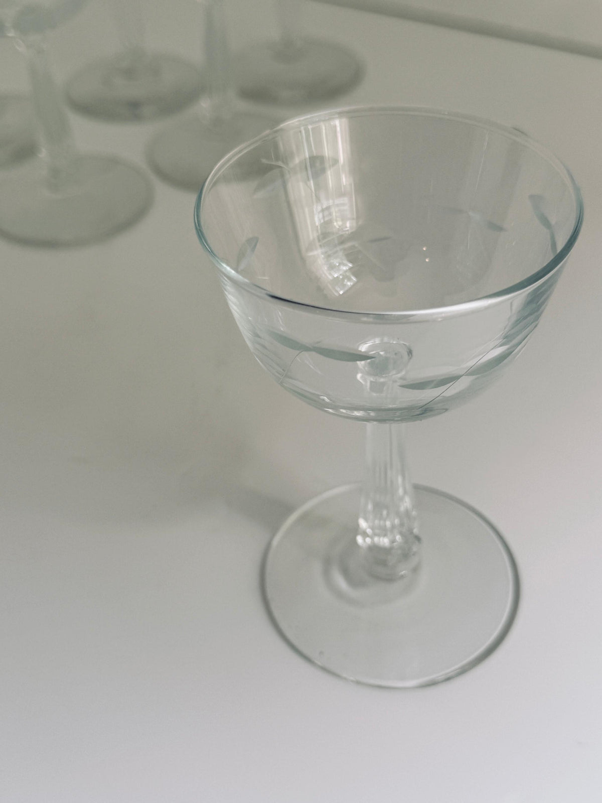 Set of 6 Etched Cordial Glasses