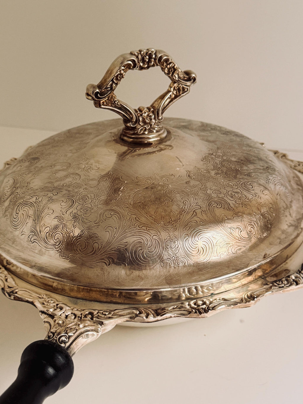 Silverplate Covered Vegetable Dish with Handle