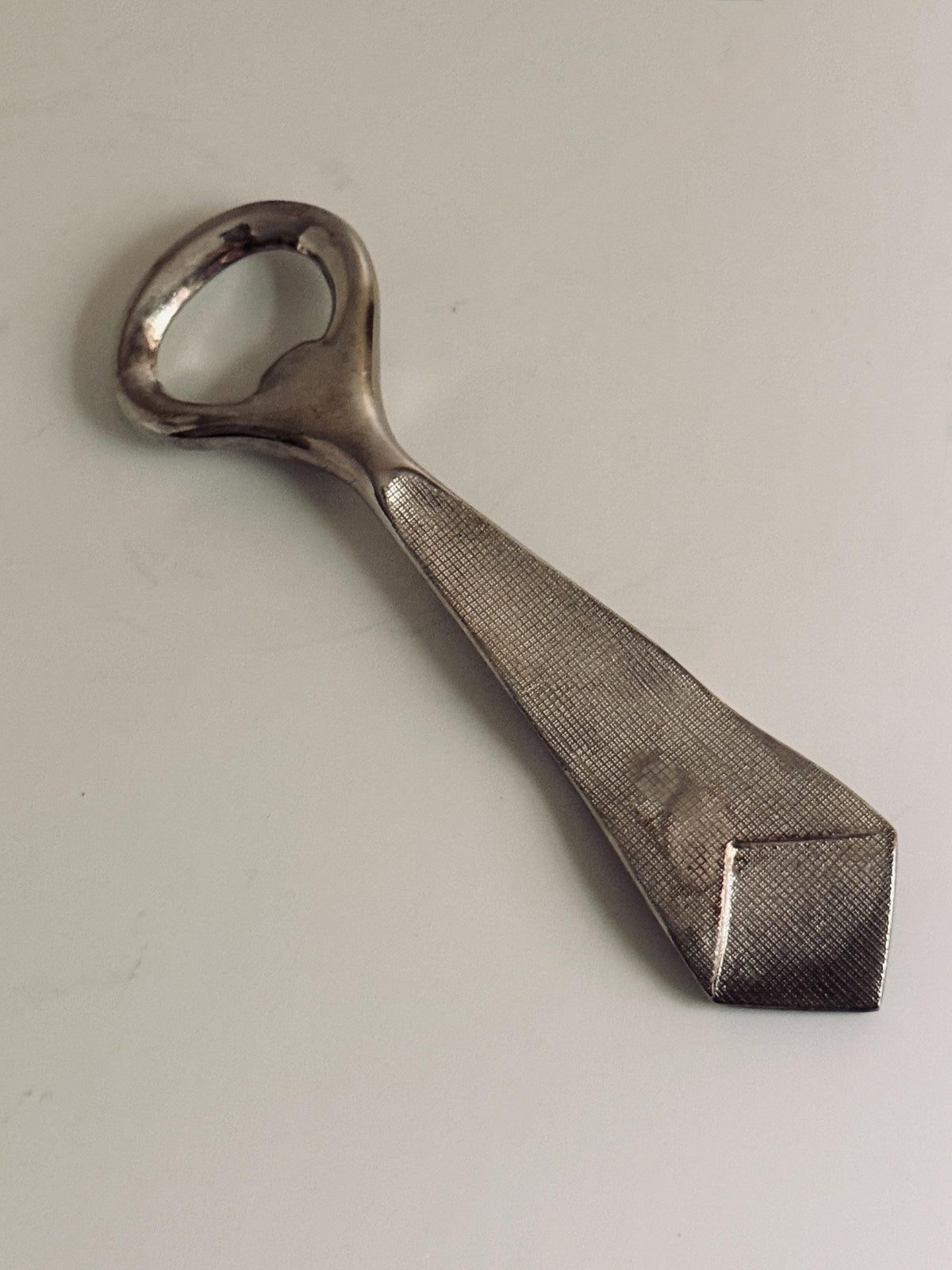 Vintage Silver Necktie Bottle Opener, Novelty Barware & Cocktail Gift