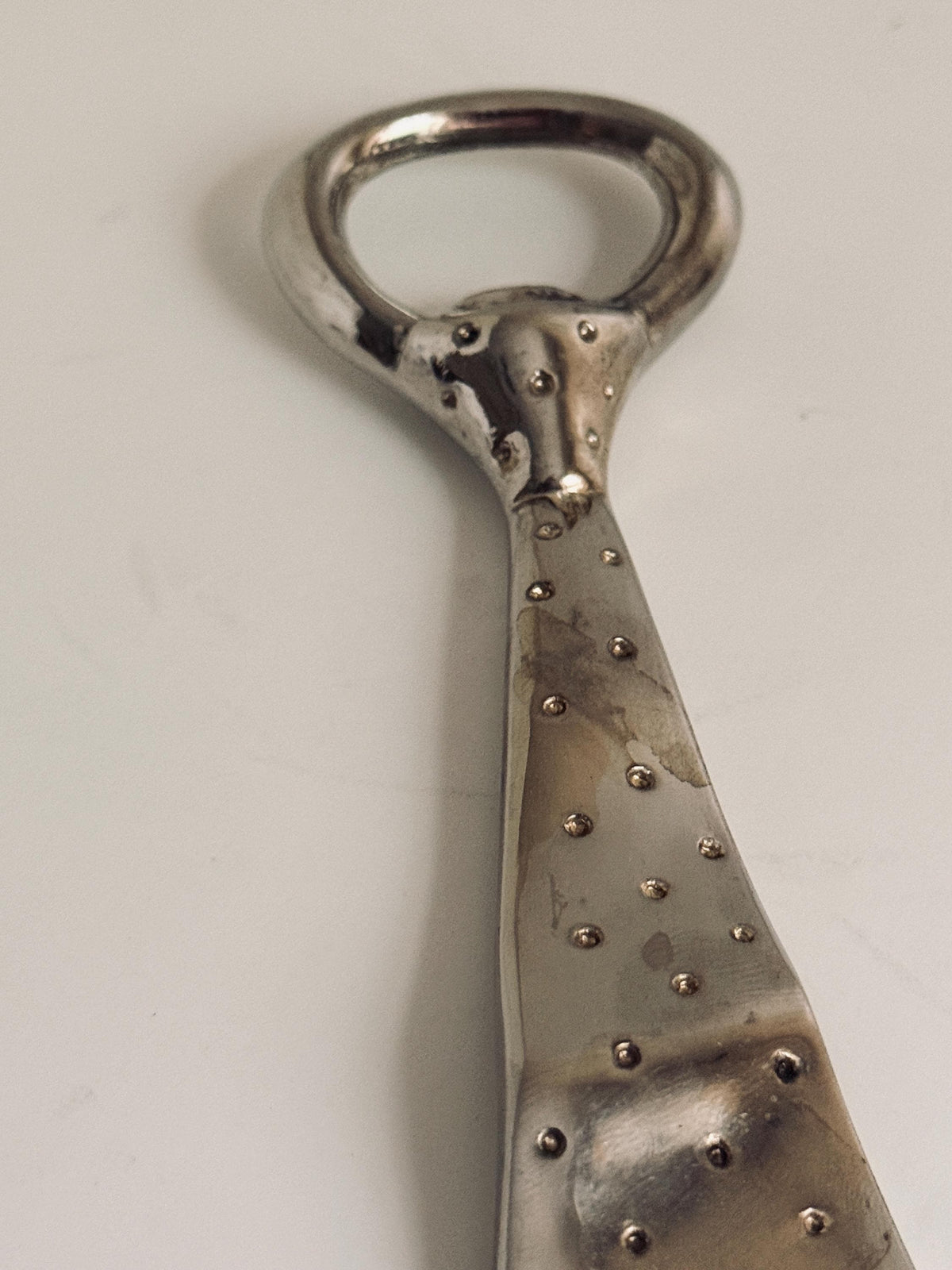 Vintage Silver Necktie Bottle Opener, Novelty Barware & Cocktail Gift