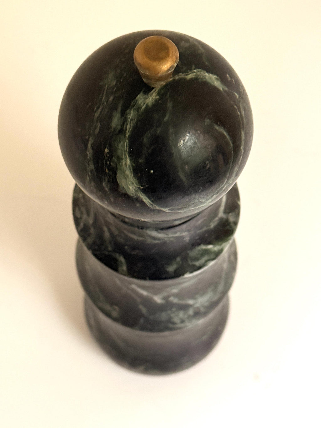 Vintage Green Marble Pepper Mill, Carved Stone Pepper Grinder, Kitchen & Table Decor