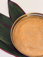 Vintage Brass Gallery Tray, Pierced Rim, Aged Patina (9.5" Diameter)