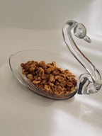 Vintage Clear Glass Swan Serving Bowl, Sculptural Candy Dish, Barware