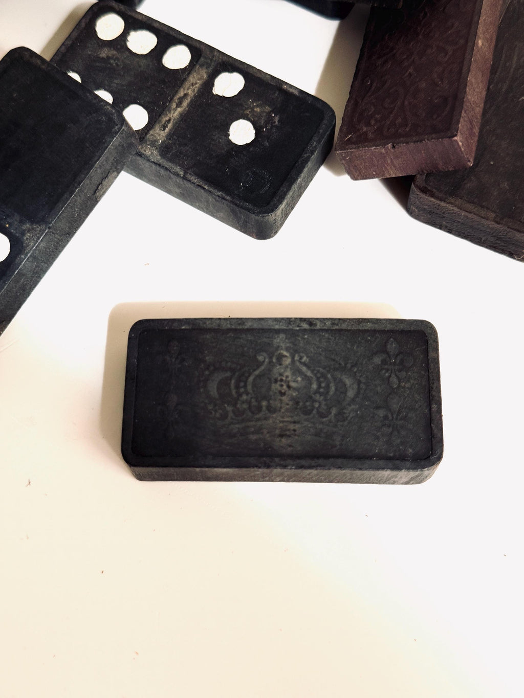 Vintage 2" Wooden Dominoes, Handcrafted Folk Art Game Pieces