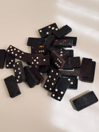 Vintage 2" Wooden Dominoes, Handcrafted Folk Art Game Pieces