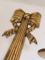 Vintage Brass Bow Double Candle Sconce, Ribbon Wall Candle Holder, Hollywood Regency Decor