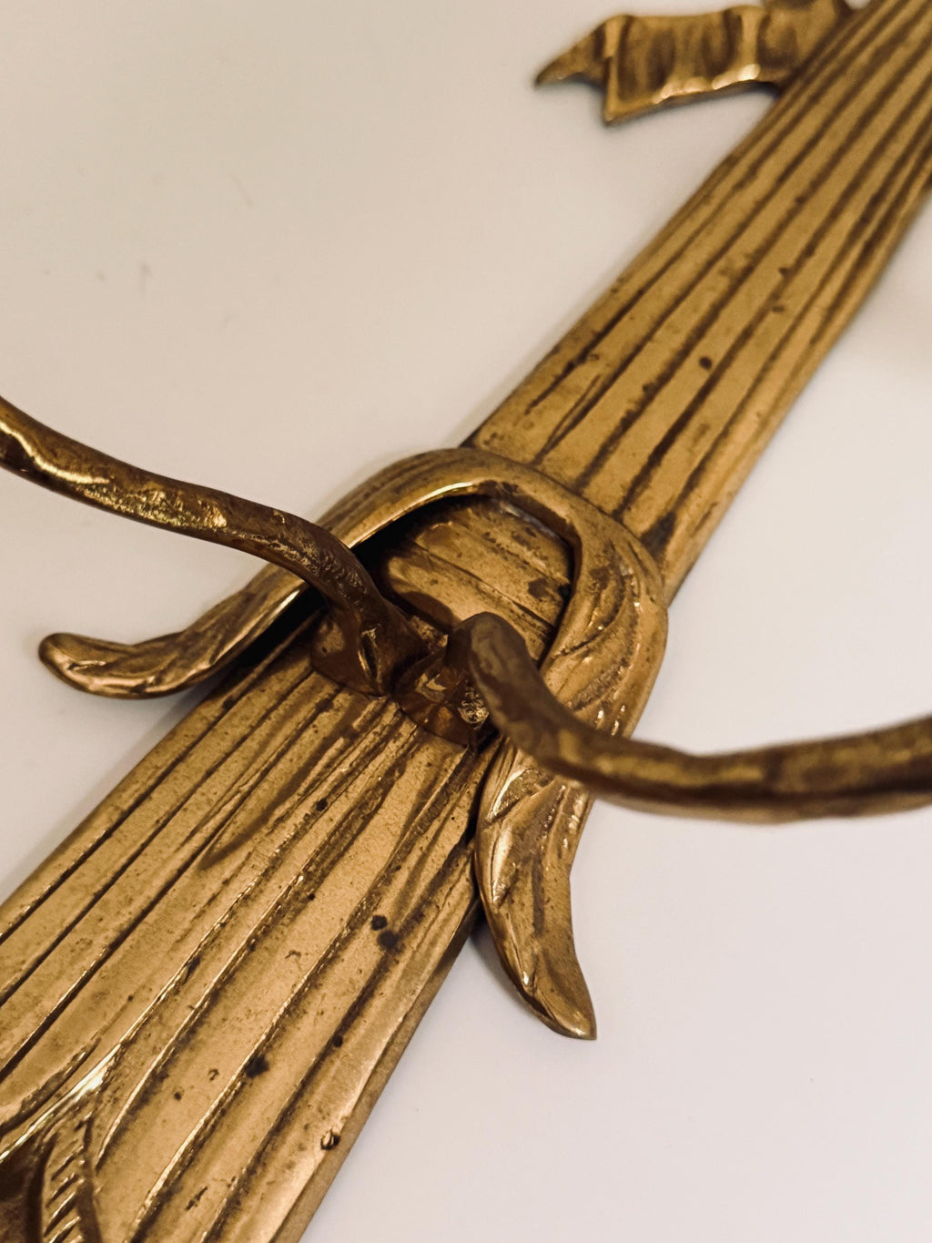 Vintage Brass Bow Double Candle Sconce, Ribbon Wall Candle Holder, Hollywood Regency Decor