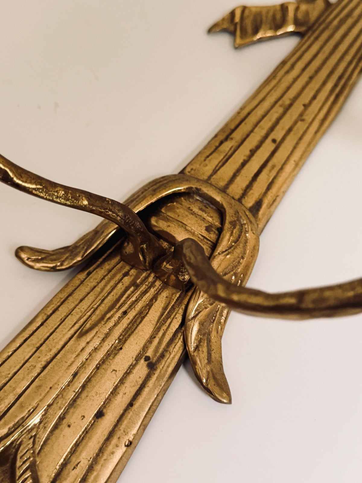 Vintage Brass Bow Double Candle Sconce, Ribbon Wall Candle Holder, Hollywood Regency Decor