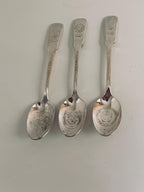 Vintage 13 Colonies Souvenir Spoon Set, Embossed State Seals, Collectible Silverware