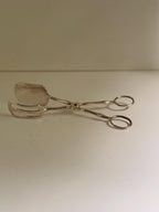 Vintage Silverplate Serving Tongs with Silver Bamboo Handles, Appetizer Tongs, Dessert