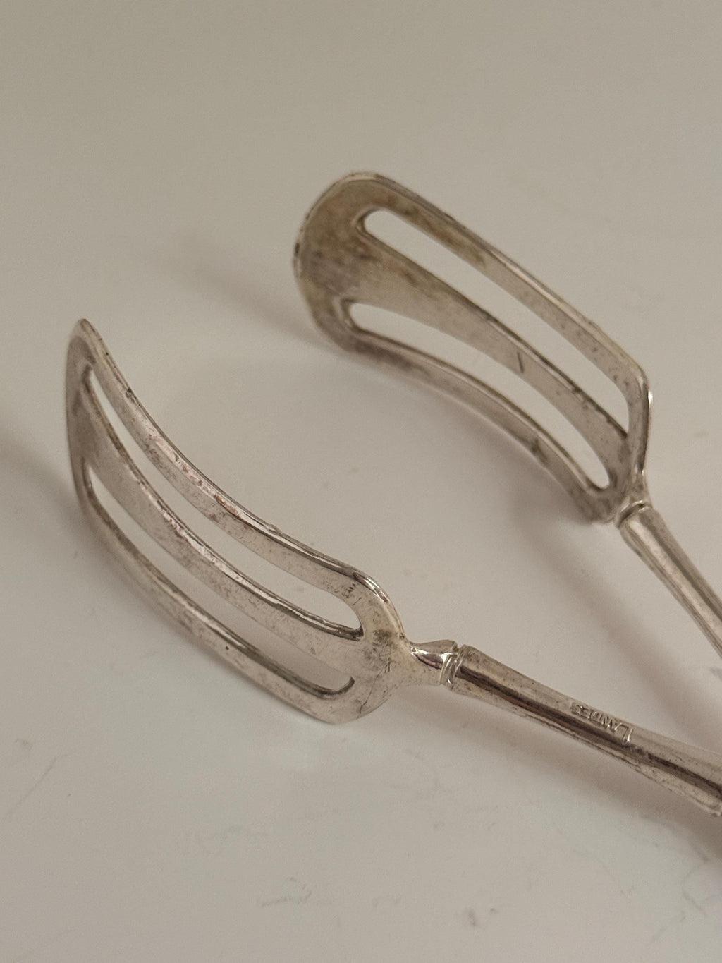 Vintage Silverplate Serving Tongs with Silver Bamboo Handles, Appetizer Tongs, Dessert