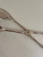 Vintage Silverplate Serving Tongs with Silver Bamboo Handles, Appetizer Tongs, Dessert