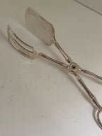 Vintage Silverplate Serving Tongs with Silver Bamboo Handles, Appetizer Tongs, Dessert