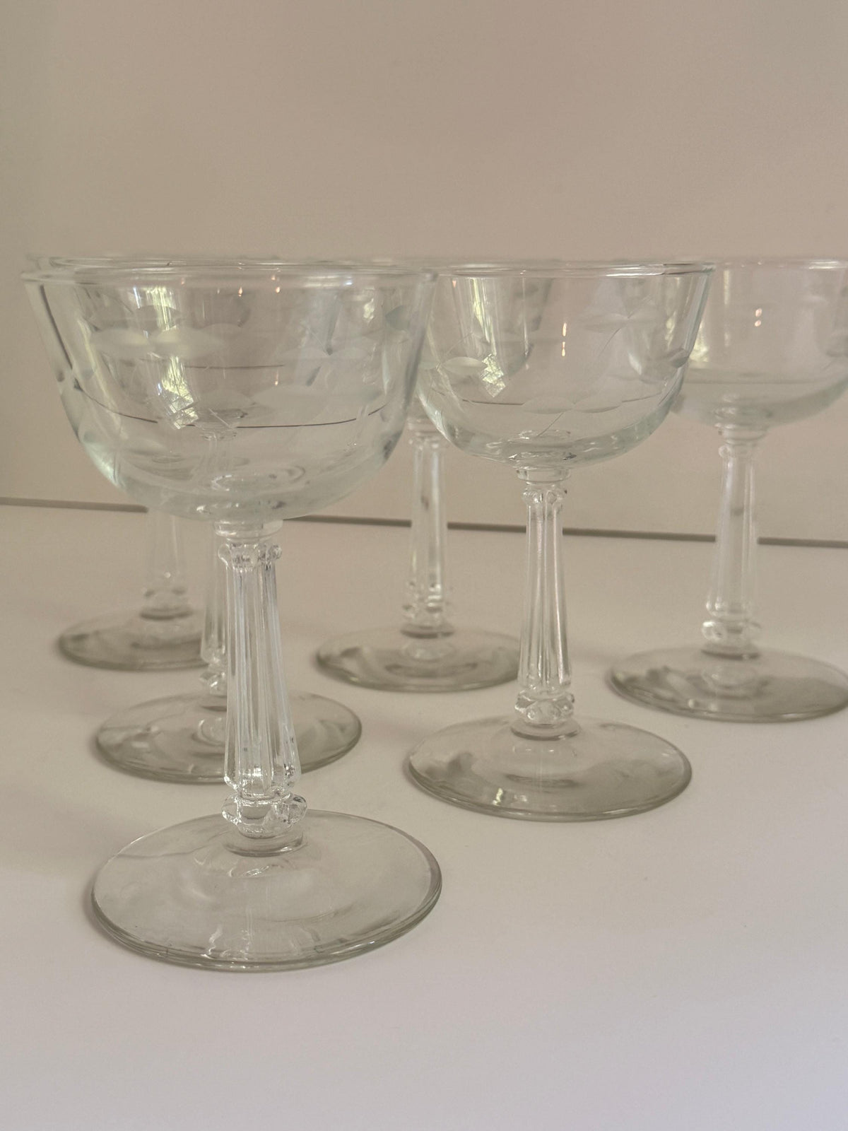 Set of 6 Etched Cordial Glasses
