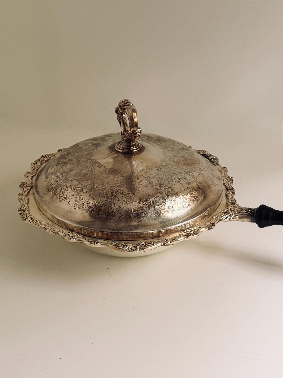 Silverplate Covered Vegetable Dish with Handle