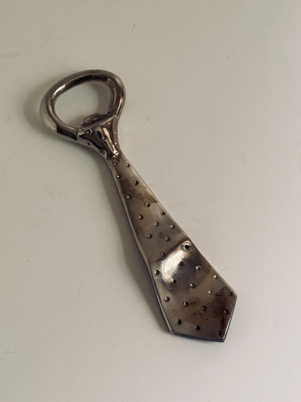 Vintage Silver Necktie Bottle Opener, Novelty Barware & Cocktail Gift