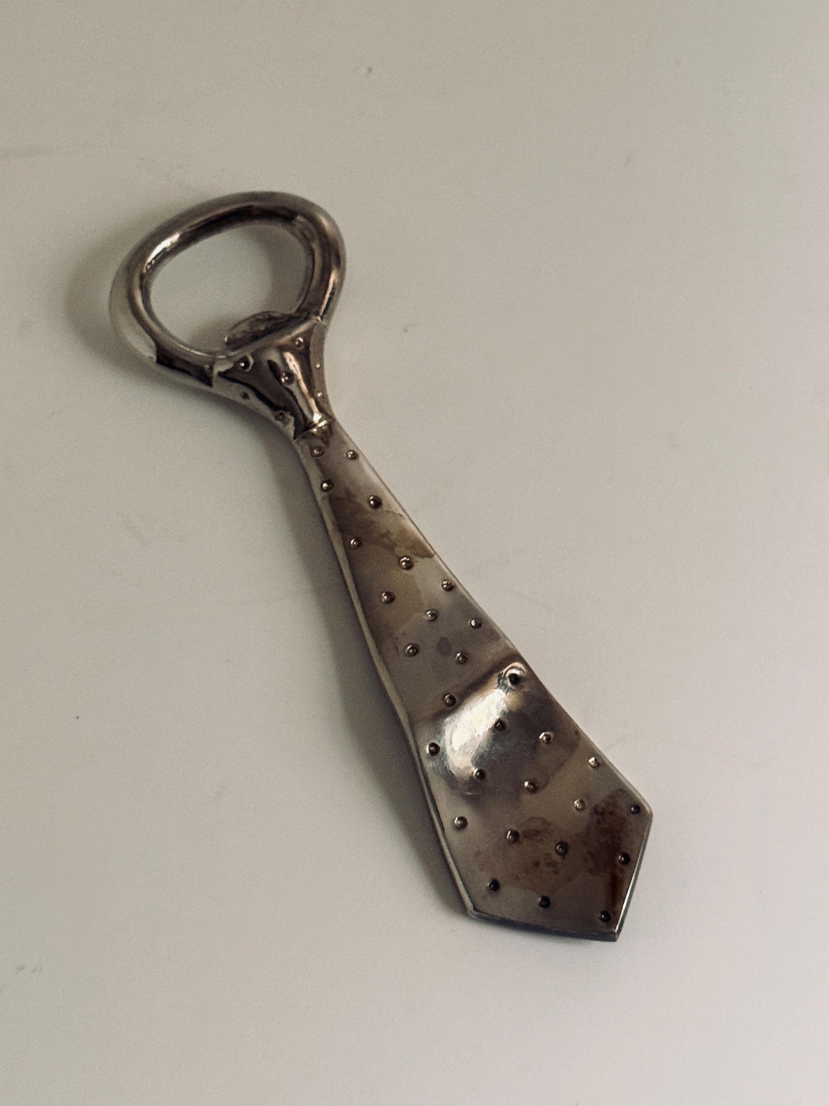 Vintage Silver Necktie Bottle Opener, Novelty Barware & Cocktail Gift