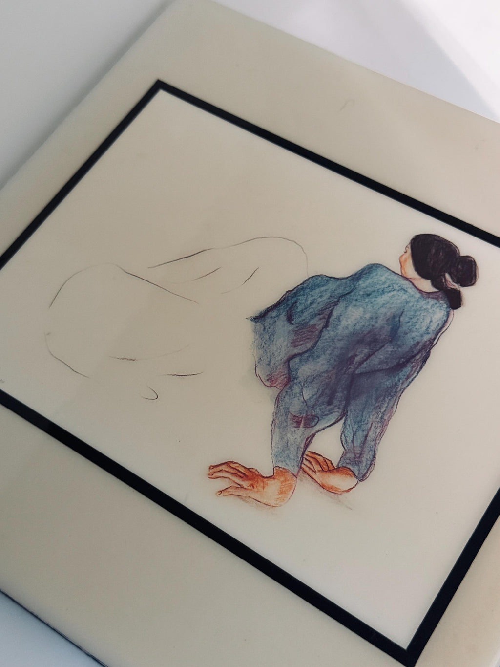 Vintage Monocottura Ceramic Tile Plaque, R.C. Gorman Signed Figurative Art (7-3/4" x 7-3/4")