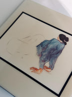 Vintage Monocottura Ceramic Tile Plaque, R.C. Gorman Signed Figurative Art (7-3/4" x 7-3/4")