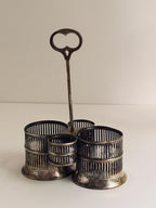 Vintage Silverplate Condiment Caddy, Tabletop Sauce & Relish Serving Set