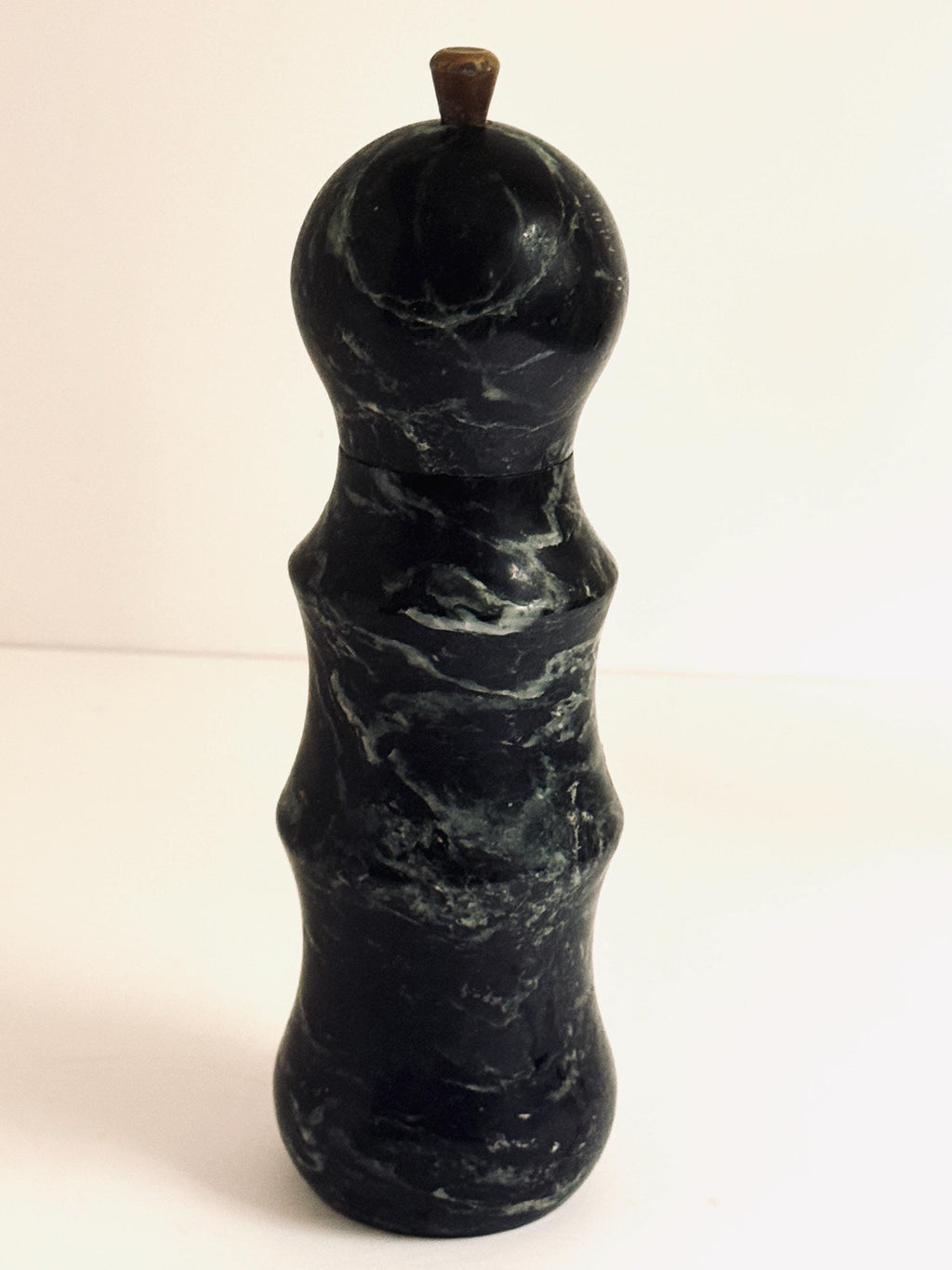 Vintage Green Marble Pepper Mill, Carved Stone Pepper Grinder, Kitchen & Table Decor