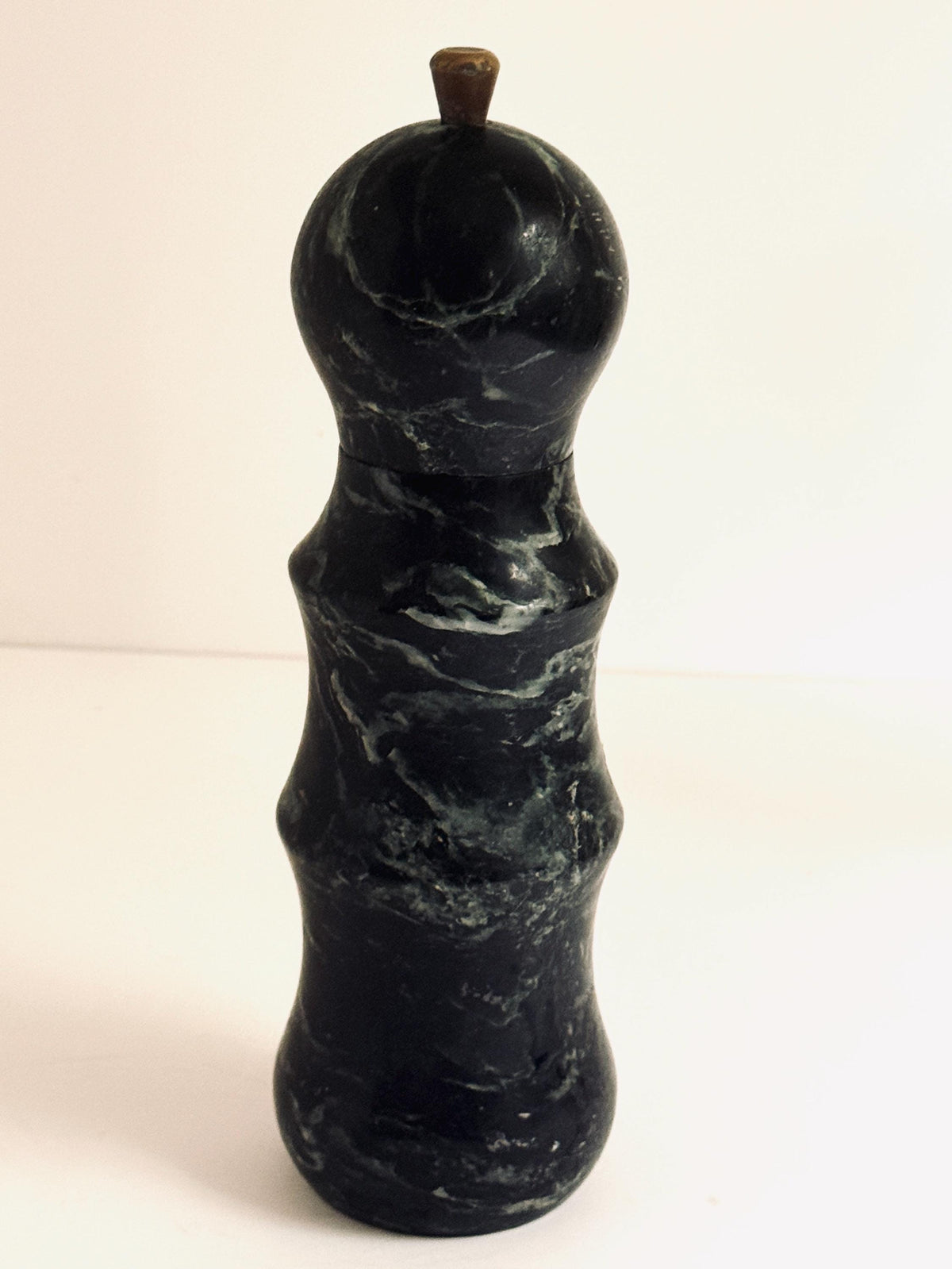 Vintage Green Marble Pepper Mill, Carved Stone Pepper Grinder, Kitchen & Table Decor