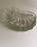 Vintage Pressed Glass Shell Appetizer Plates with Bowls, Federalist Style (Set of 4)